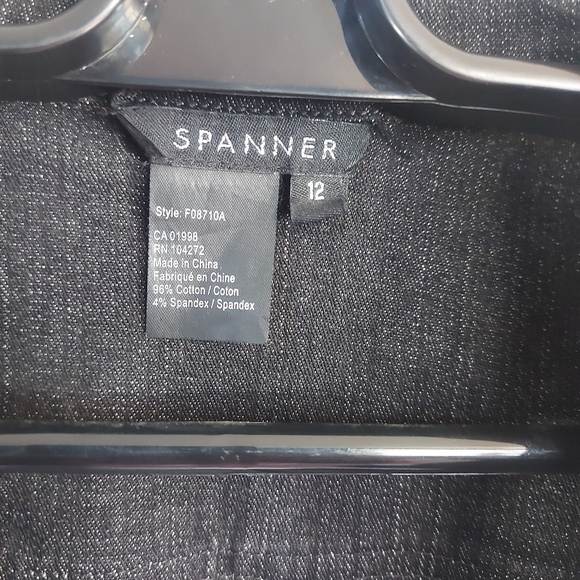 Spanner Black Denim Zippered Jean Jacket, Size 12 - Picture 9 of 11